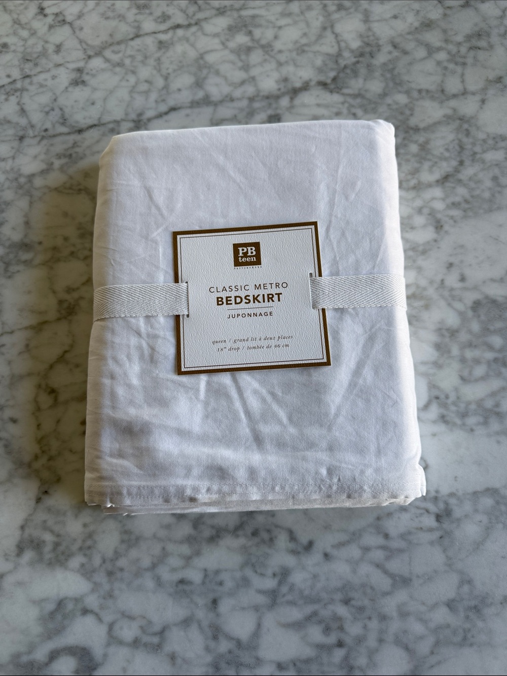 NEW Pottery Barn Teen Classic Metro Bedskirt in White
